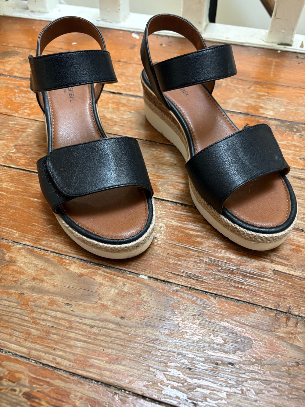 Josef Seibel Black and Brown Wedge Sandals